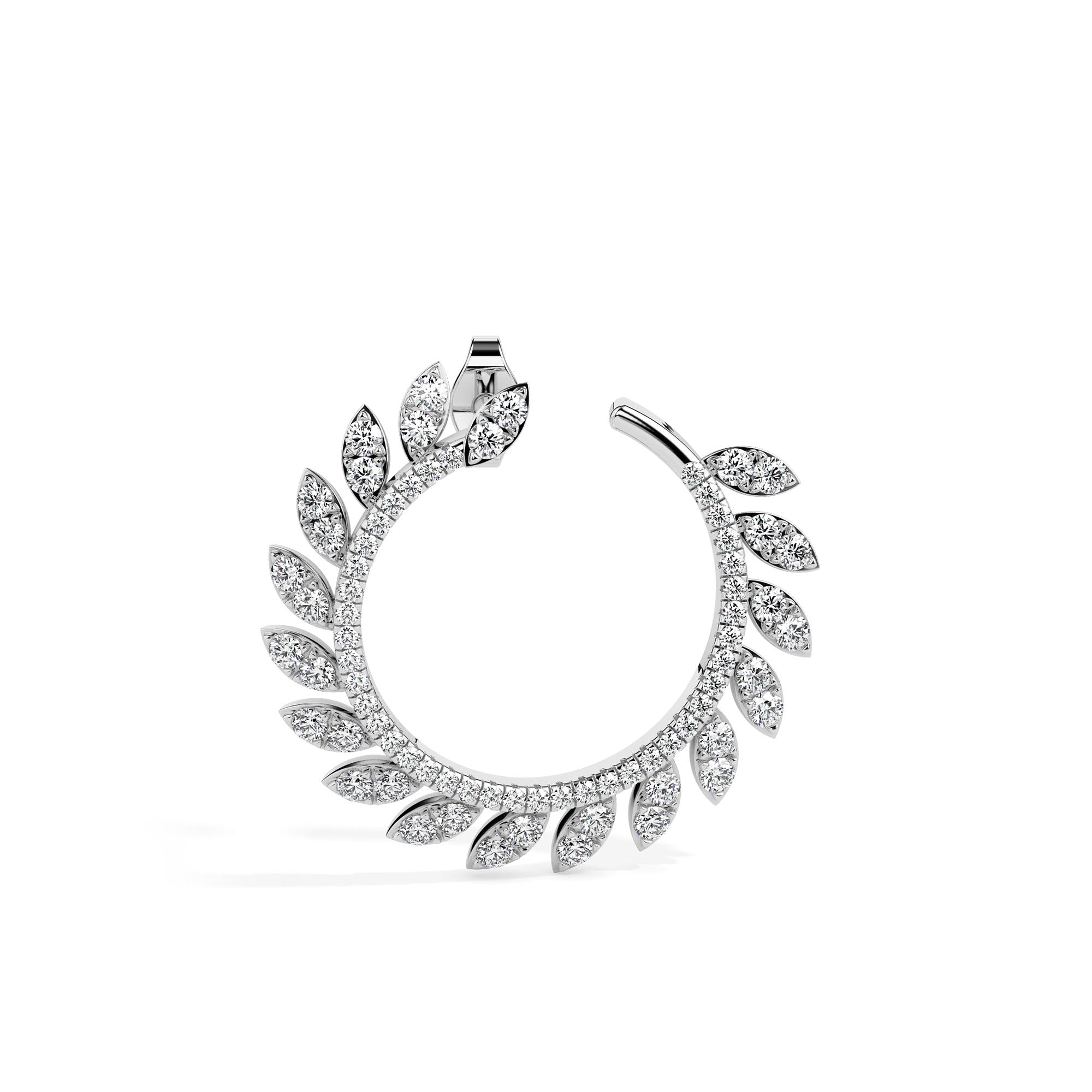 1.65Ct Leaf Designe Lab-Grown Diamond Gold Hoop Earrings