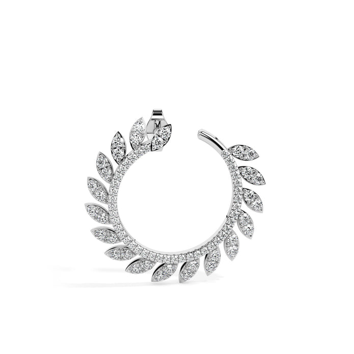 1.65Ct Leaf Designe Lab-Grown Diamond Gold Hoop Earrings