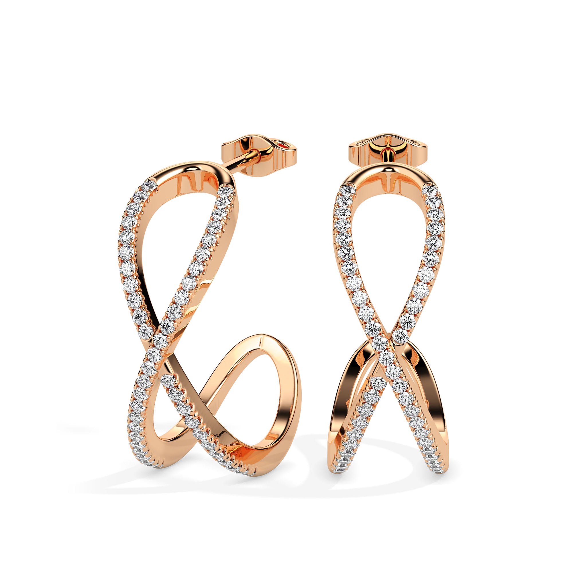 0.30Ct Infinity Style Pave Lab-Grown Diamond Gold Hoop Earrings