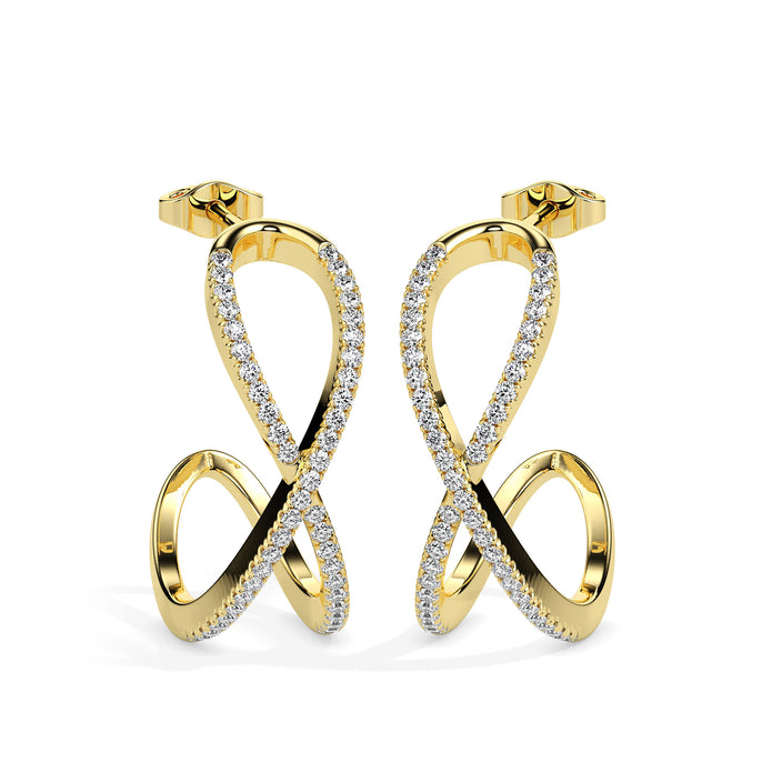 0.30Ct Infinity Style Pave Lab-Grown Diamond Gold Hoop Earrings
