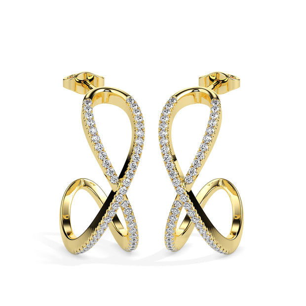 0.30Ct Infinity Style Pave Lab-Grown Diamond Gold Hoop Earrings
