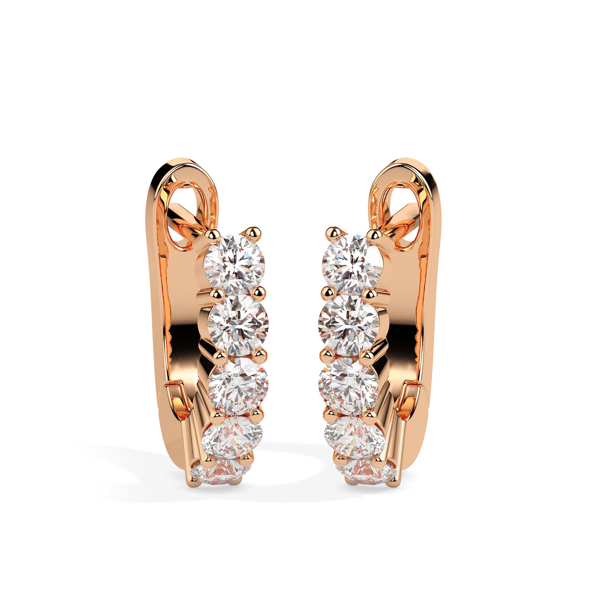0.46Ct Round Prong Set Lab-Grown Diamond Gold Hoop Earrings