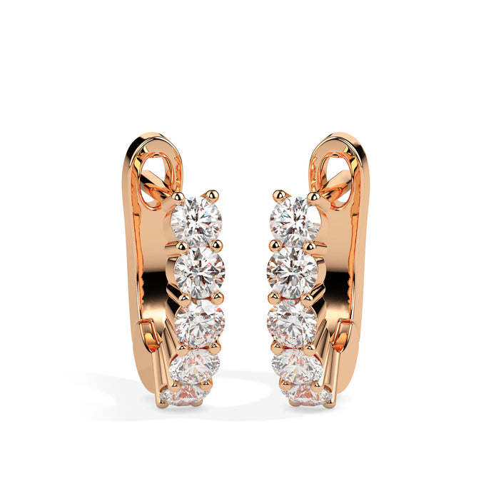 0.46Ct Round Prong Set Lab-Grown Diamond Gold Hoop Earrings