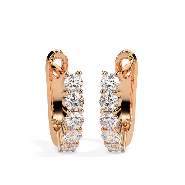 0.46Ct Round Prong Set Lab-Grown Diamond Gold Hoop Earrings