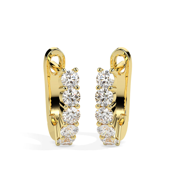0.46Ct Round Prong Set Lab-Grown Diamond Gold Hoop Earrings