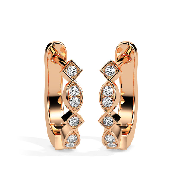 0.19Ct Square & Leaf Shape Lab-Grown Diamond Gold Hoop Earrings