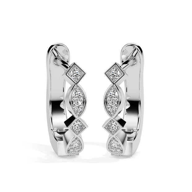 0.19Ct Square & Leaf Shape Lab-Grown Diamond Gold Hoop Earrings