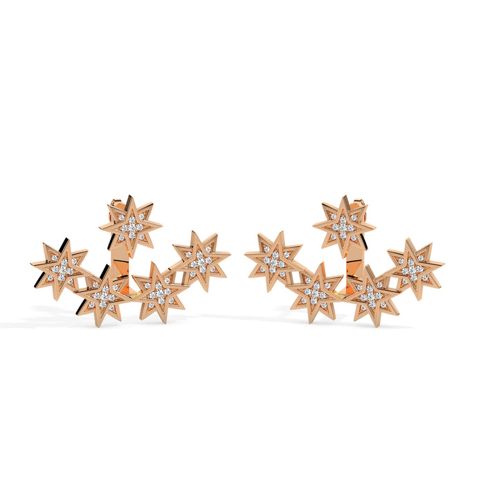 0.33Ct Star Shape Cluster Lab-Grown Diamond Gold Hoop Earrings