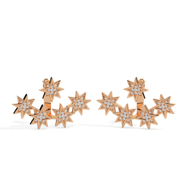 0.33Ct Star Shape Cluster Lab-Grown Diamond Gold Hoop Earrings