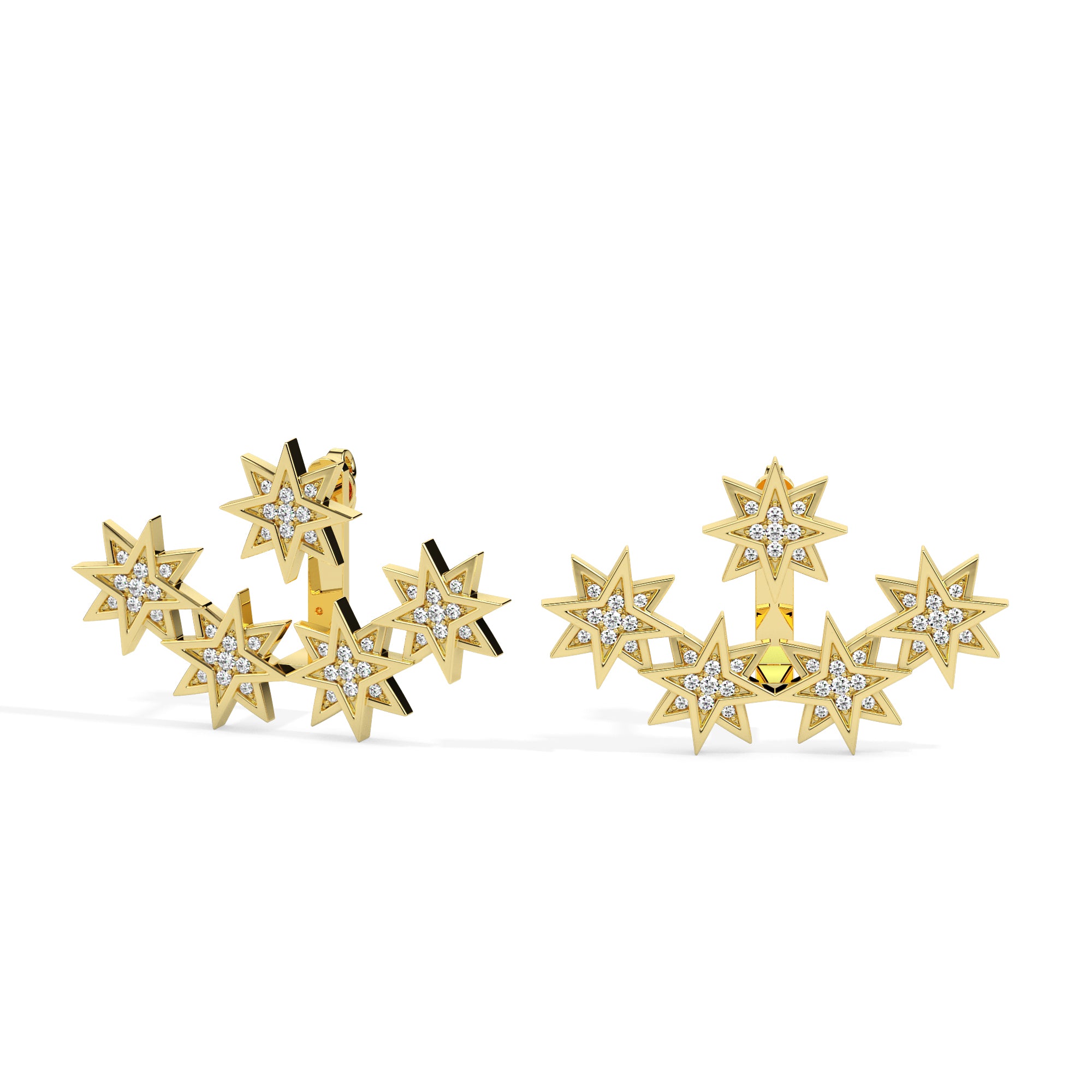 0.33Ct Star Shape Cluster Lab-Grown Diamond Gold Hoop Earrings