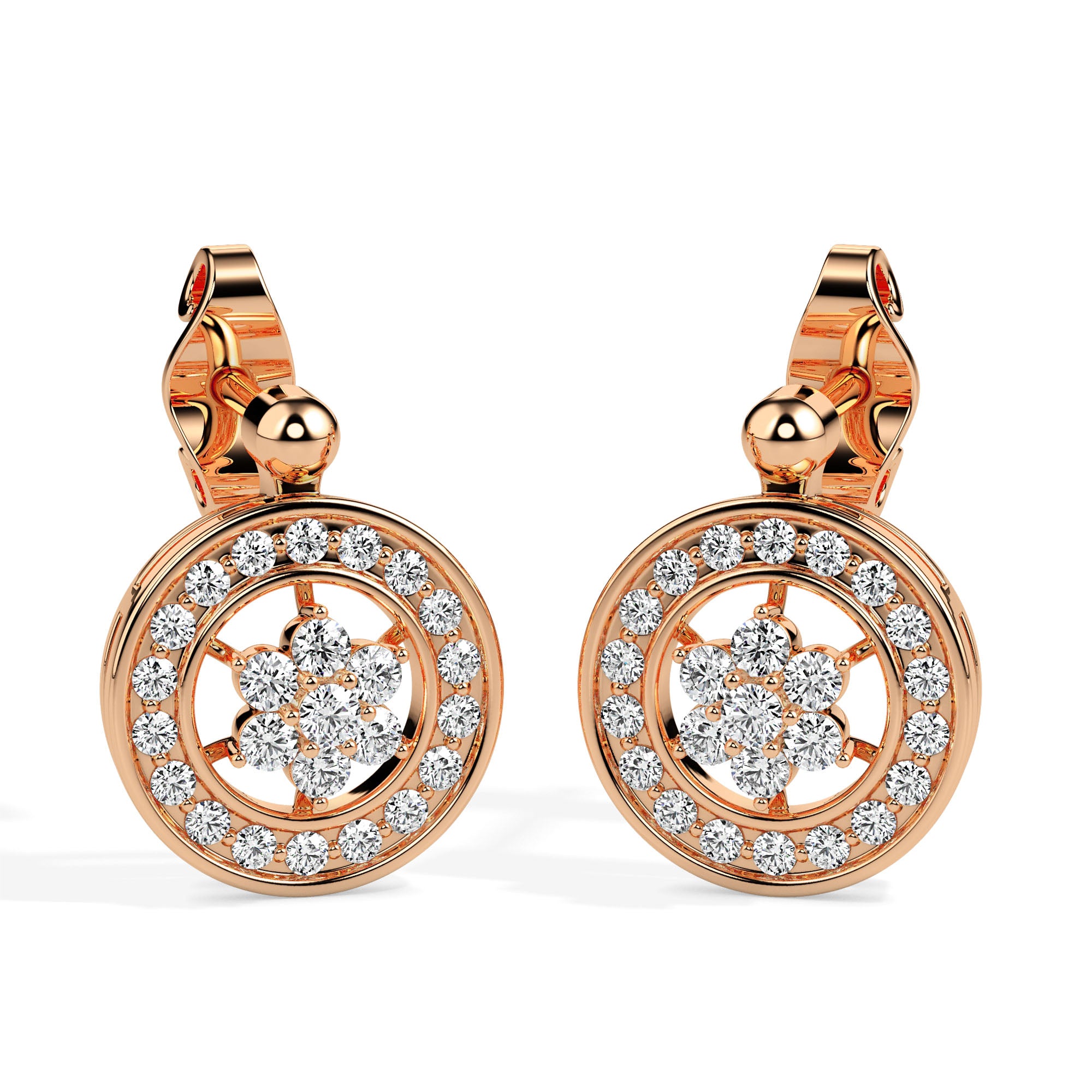 0.46Ct Cluster With Halo Lab-Grown Diamond Gold Stud Earrings