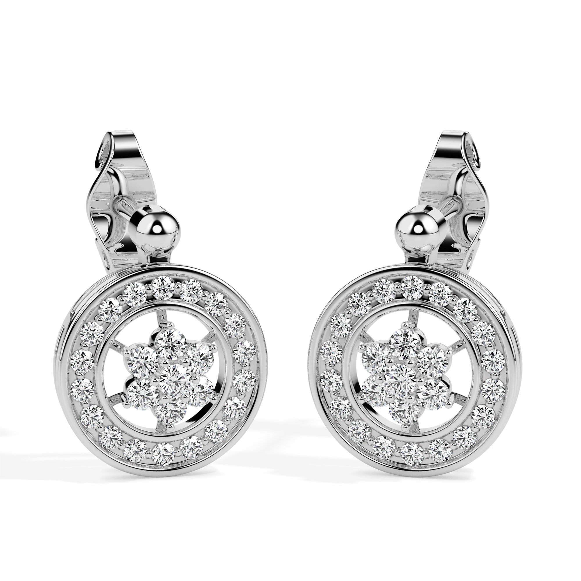 0.46Ct Cluster With Halo Lab-Grown Diamond Gold Stud Earrings