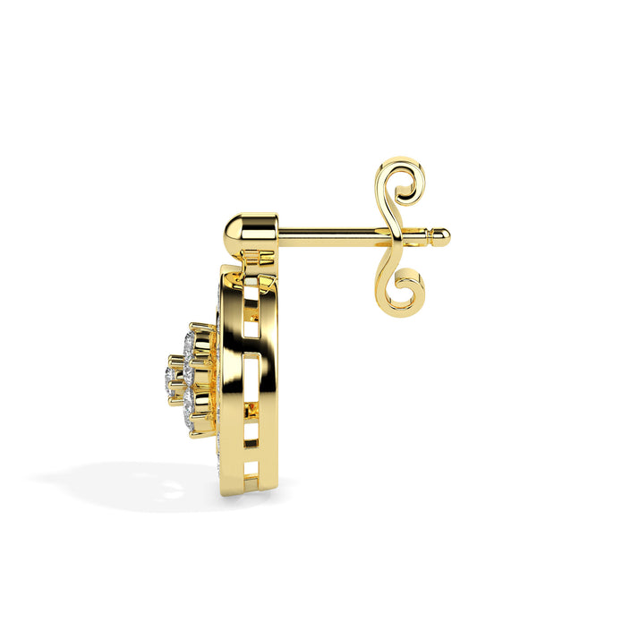 0.46Ct Cluster With Halo Lab-Grown Diamond Gold Stud Earrings