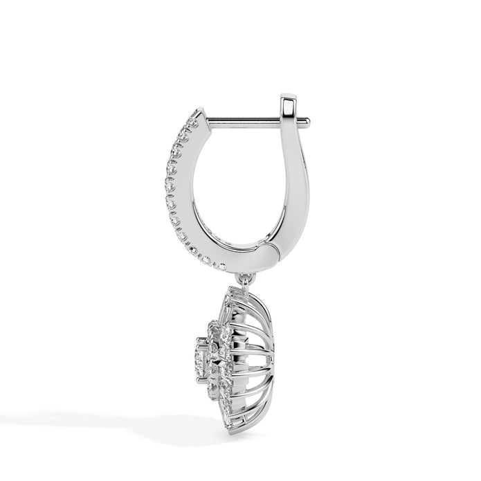 1.78Ct Round Prong Set Lab-Grown Diamond Gold Hoop Drop Earrings