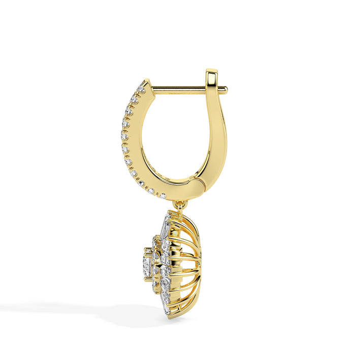 1.78Ct Round Prong Set Lab-Grown Diamond Gold Hoop Drop Earrings