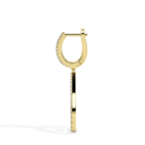 1.30Ct Teardrop Shape Pave Set Lab-Grown Diamond Gold Hoop Drop Earrings