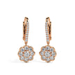 0.97Ct Floral Bezel Set Lab-Grown Diamond Gold Hoop Drop Earrings