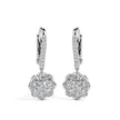 0.97Ct Floral Bezel Set Lab-Grown Diamond Gold Hoop Drop Earrings