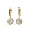 0.97Ct Floral Bezel Set Lab-Grown Diamond Gold Hoop Drop Earrings