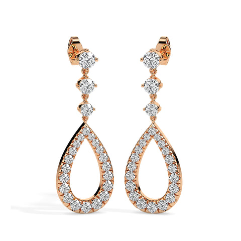 1.36Ct Teardrop Shape Lab-Grown Diamond Gold Dangle Drop Earrings