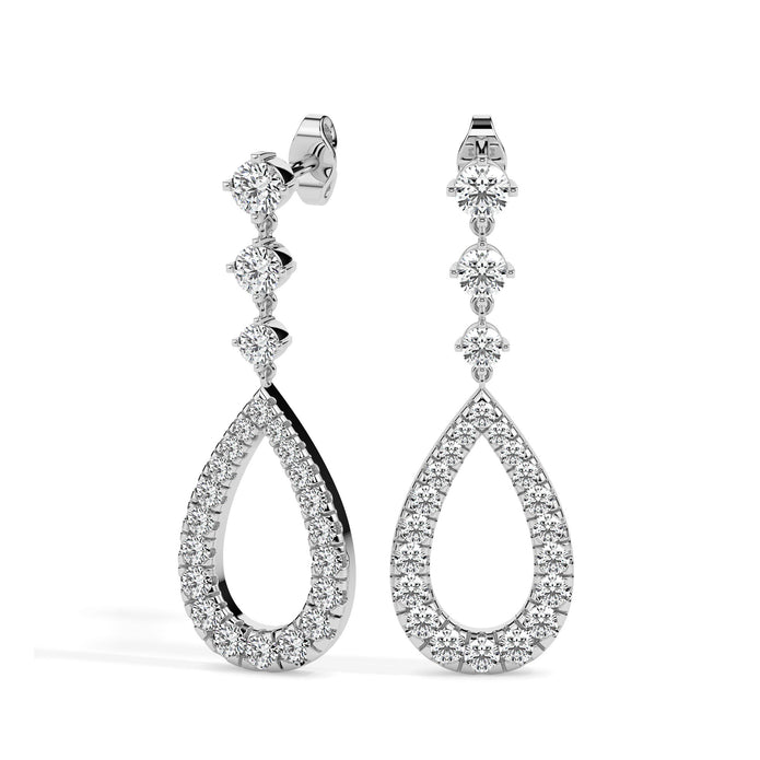 1.36Ct Teardrop Shape Lab-Grown Diamond Gold Dangle Drop Earrings