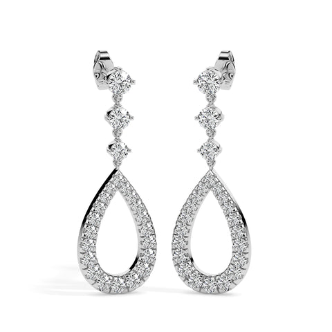 1.36Ct Teardrop Shape Lab-Grown Diamond Gold Dangle Drop Earrings