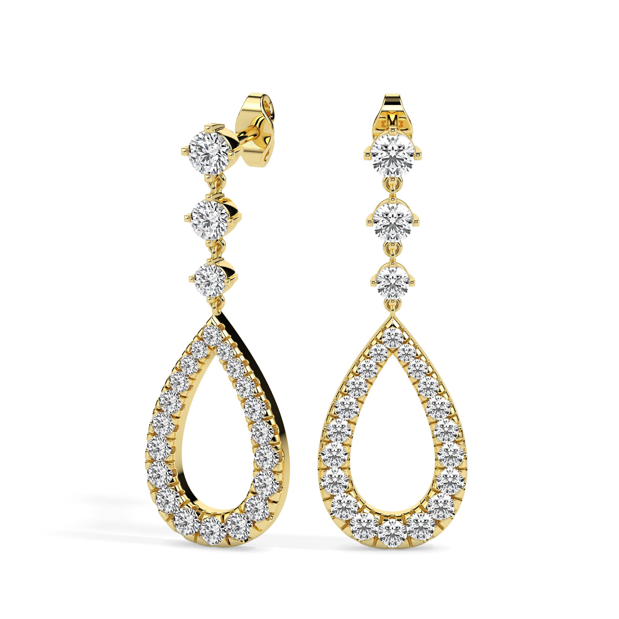 1.36Ct Teardrop Shape Lab-Grown Diamond Gold Dangle Drop Earrings