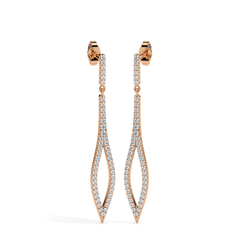 0.37Ct Pave Set Lab-Grown Diamond Gold Dangle Drop Earrings
