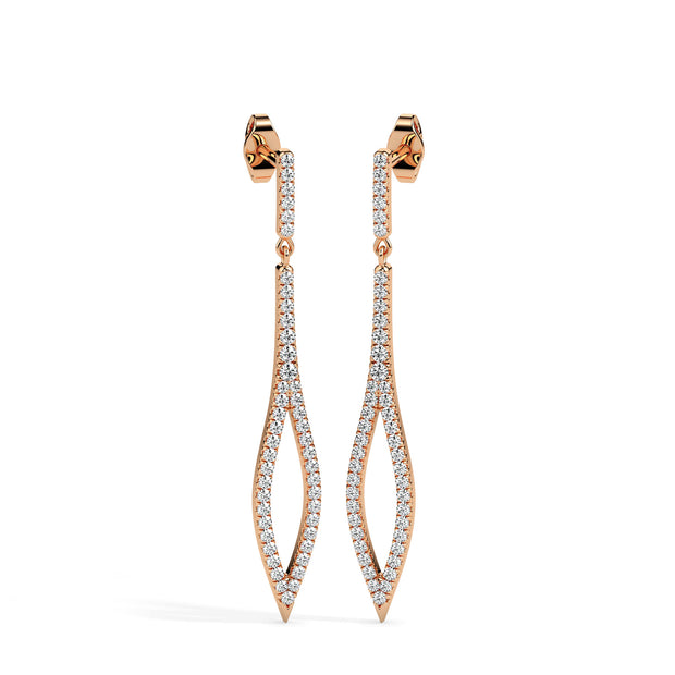 0.37Ct Pave Set Lab-Grown Diamond Gold Dangle Drop Earrings