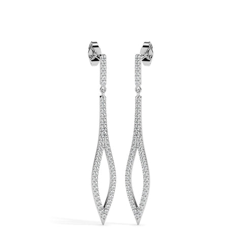 0.37Ct Pave Set Lab-Grown Diamond Gold Dangle Drop Earrings