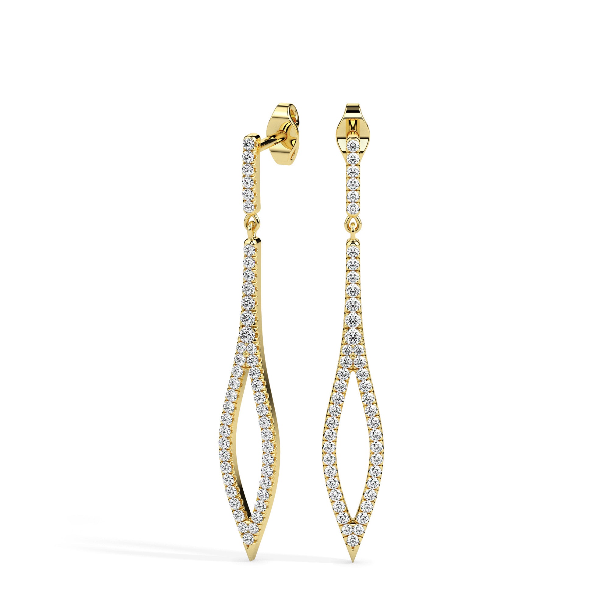 0.37Ct Pave Set Lab-Grown Diamond Gold Dangle Drop Earrings