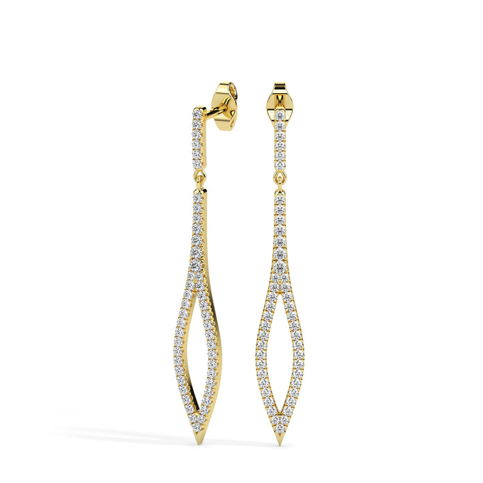 0.37Ct Pave Set Lab-Grown Diamond Gold Dangle Drop Earrings