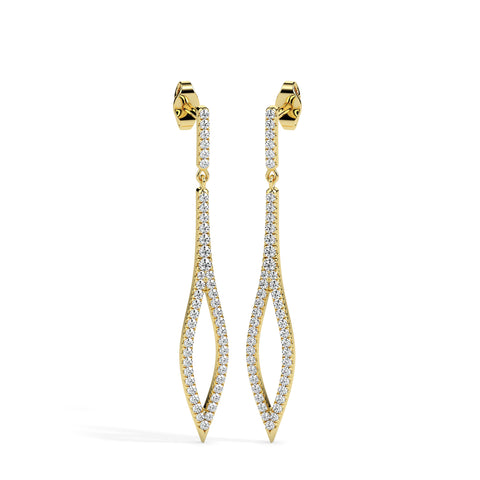 0.37Ct Pave Set Lab-Grown Diamond Gold Dangle Drop Earrings