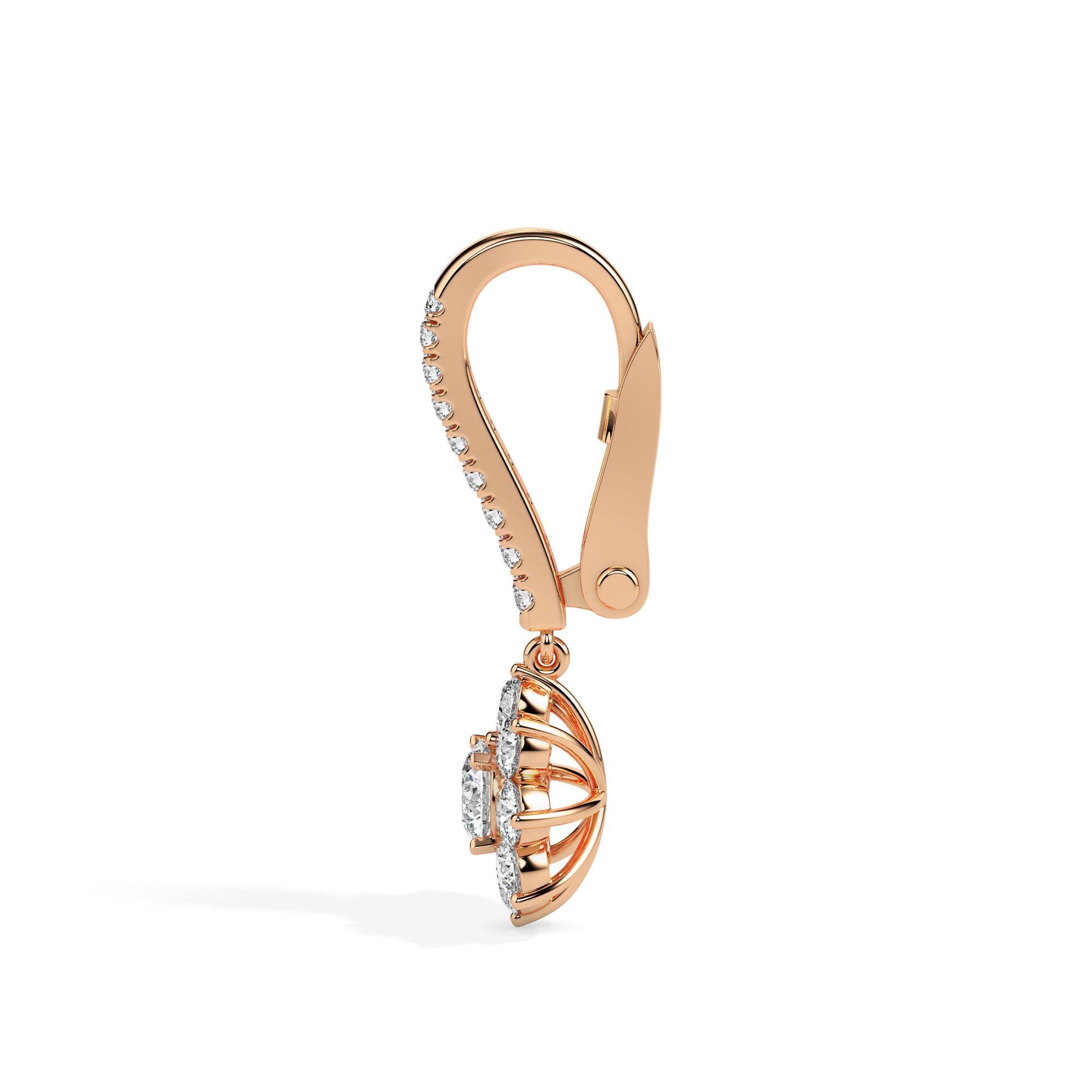 1.25Ct Floral Style Cluster Lab-Grown Diamond Gold Hoop Drop Earrings