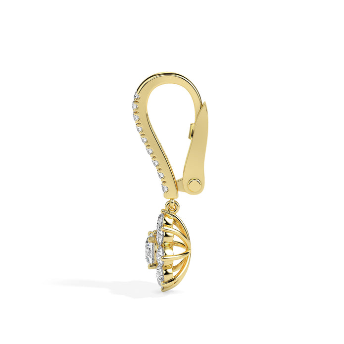 1.25Ct Floral Style Cluster Lab-Grown Diamond Gold Hoop Drop Earrings