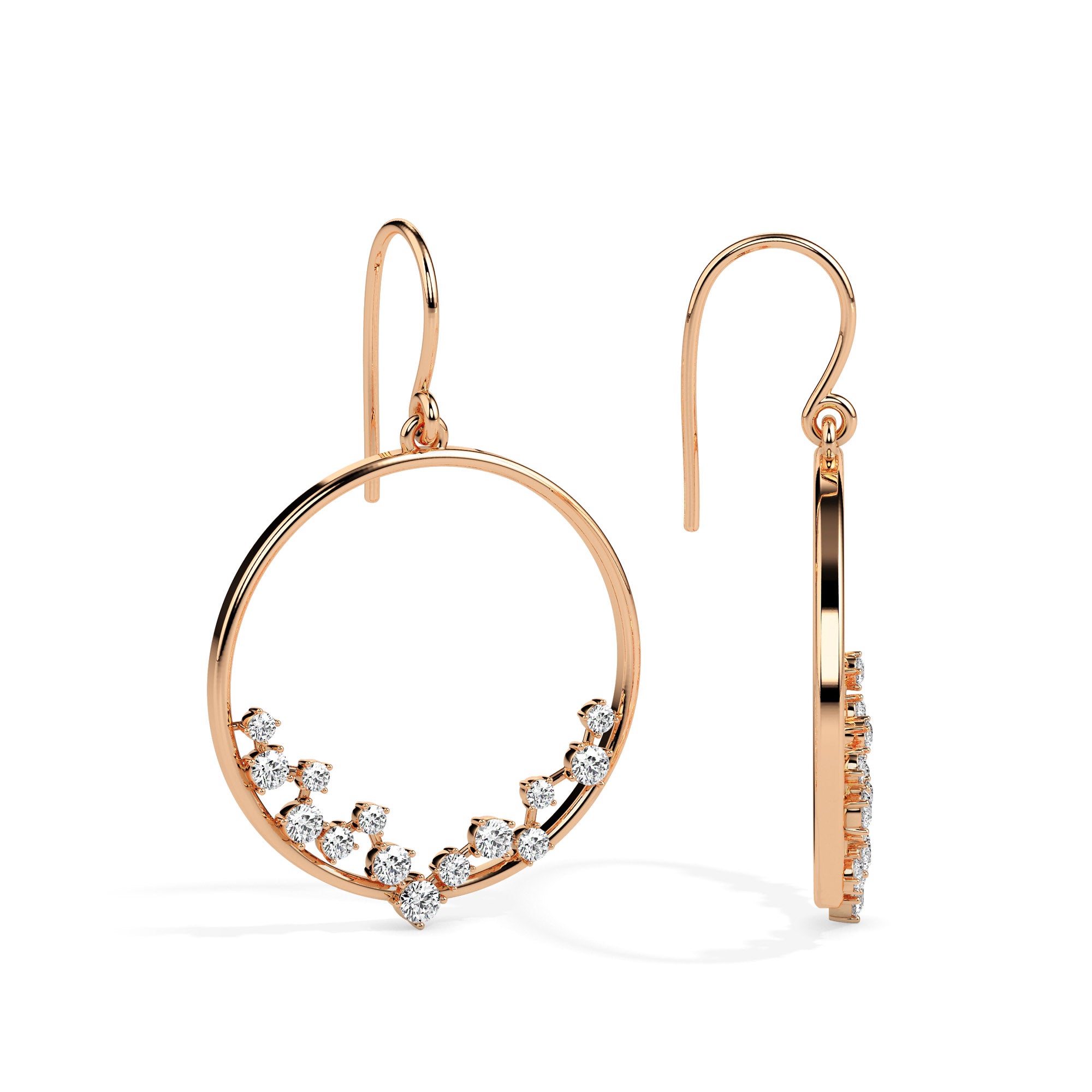 0.62Ct Circle Style Prong Lab-Grown Diamond Gold Drop Earrings