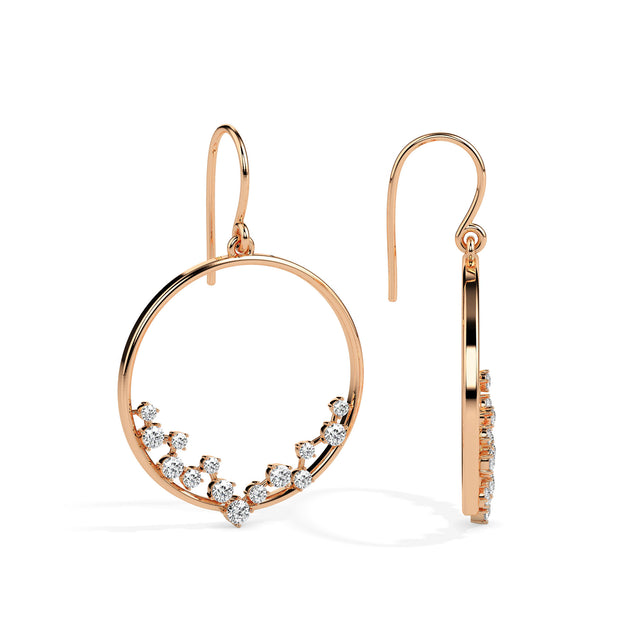 0.62Ct Circle Style Prong Lab-Grown Diamond Gold Drop Earrings