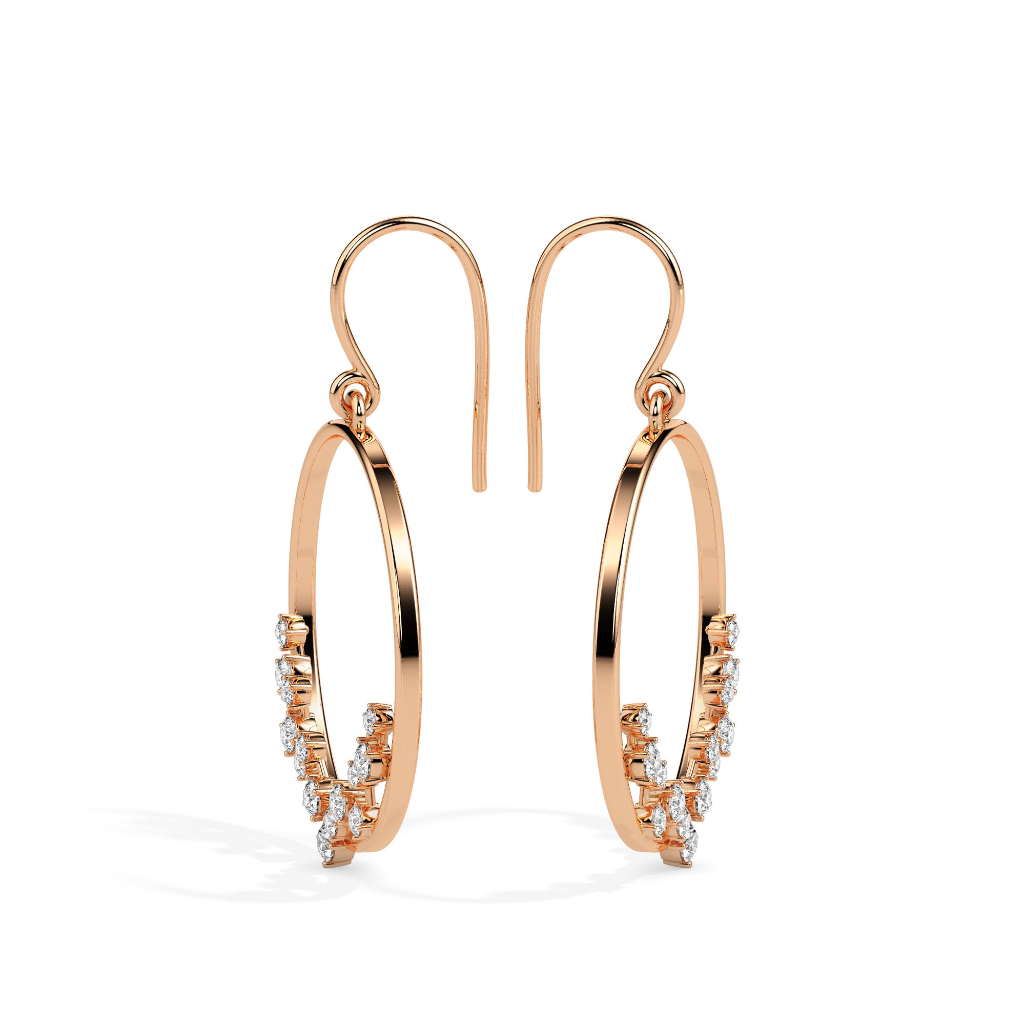0.62Ct Circle Style Prong Lab-Grown Diamond Gold Drop Earrings