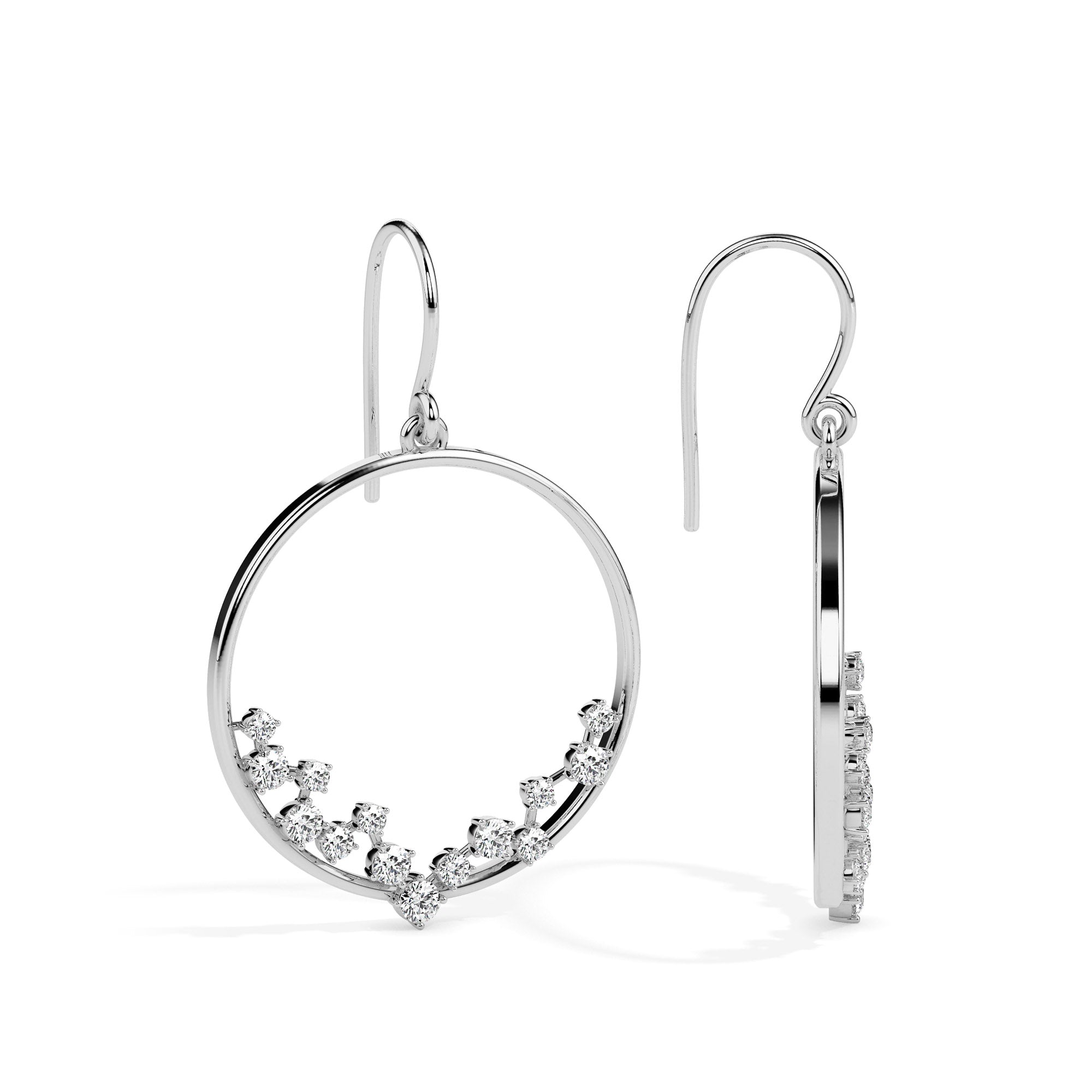 0.62Ct Circle Style Prong Lab-Grown Diamond Gold Drop Earrings