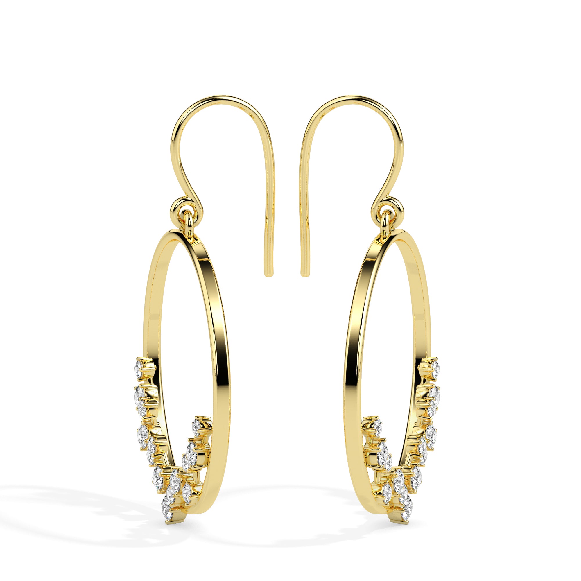 0.62Ct Circle Style Prong Lab-Grown Diamond Gold Drop Earrings