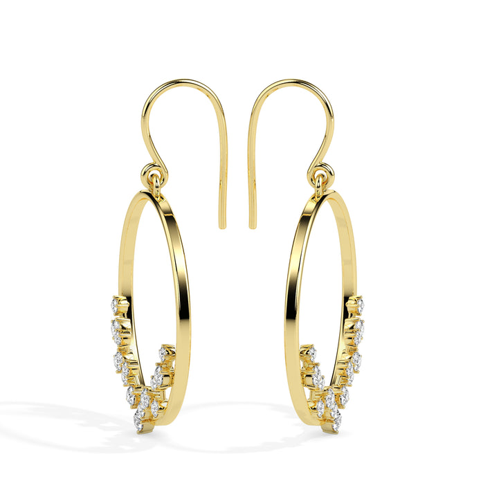 0.62Ct Circle Style Prong Lab-Grown Diamond Gold Drop Earrings