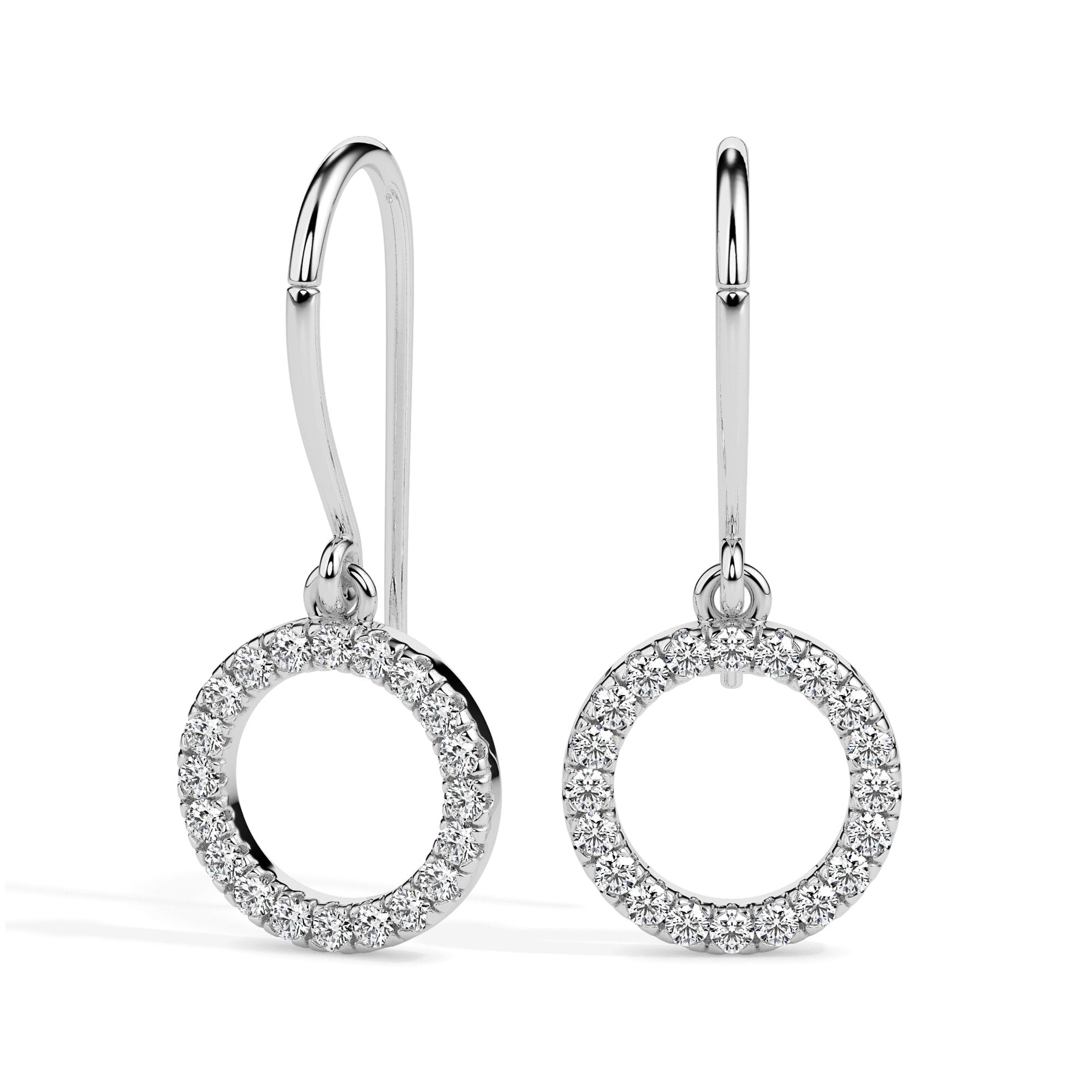 0.41Ct Circle Halo Lab-Grown Diamond Gold Drop Earrings