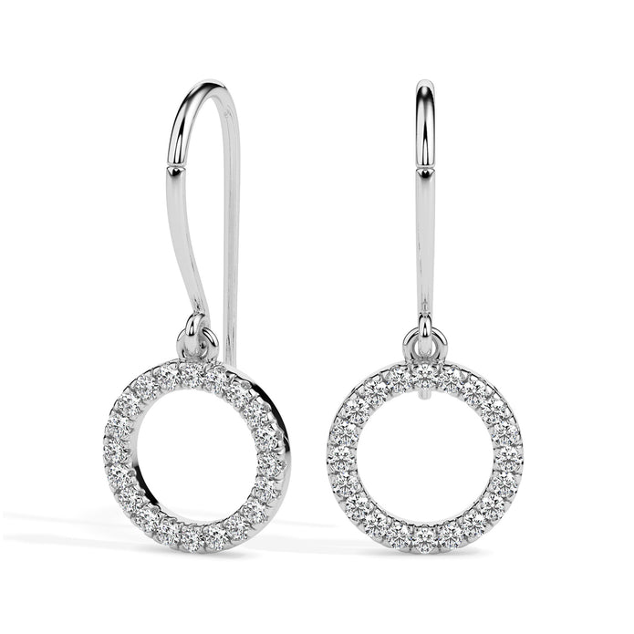 0.41Ct Circle Halo Lab-Grown Diamond Gold Drop Earrings