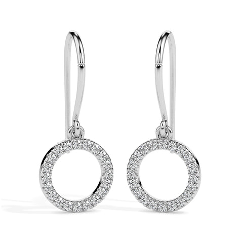 0.41Ct Circle Halo Lab-Grown Diamond Gold Drop Earrings
