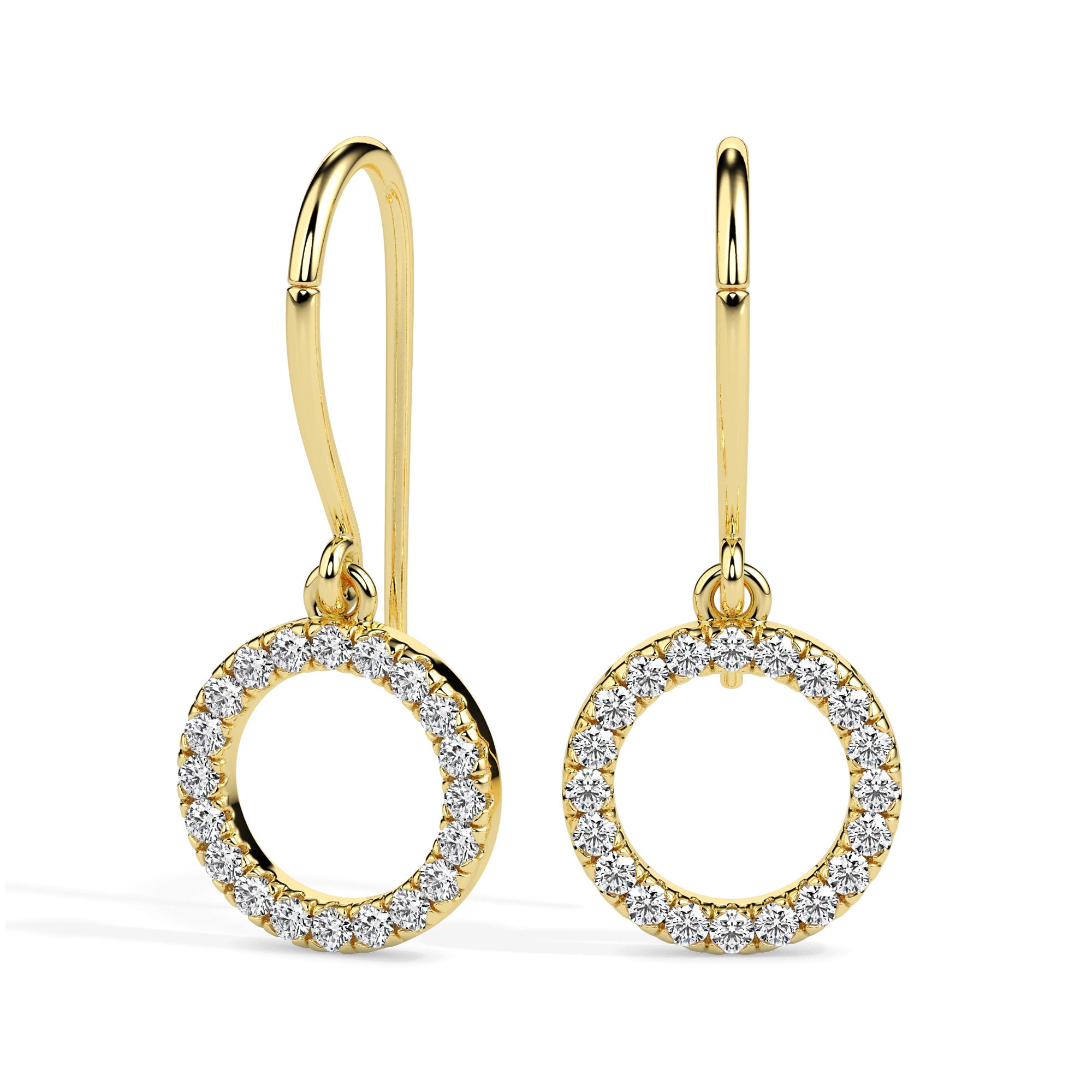 0.41Ct Circle Halo Lab-Grown Diamond Gold Drop Earrings