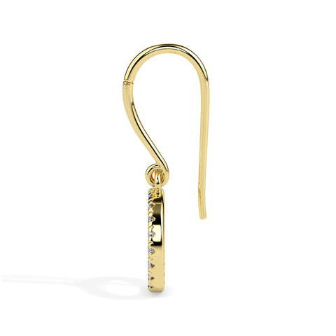 0.41Ct Circle Halo Lab-Grown Diamond Gold Drop Earrings