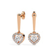 0.73Ct Heart Prong With Halo Lab-Grown Diamond Gold Drop Earrings