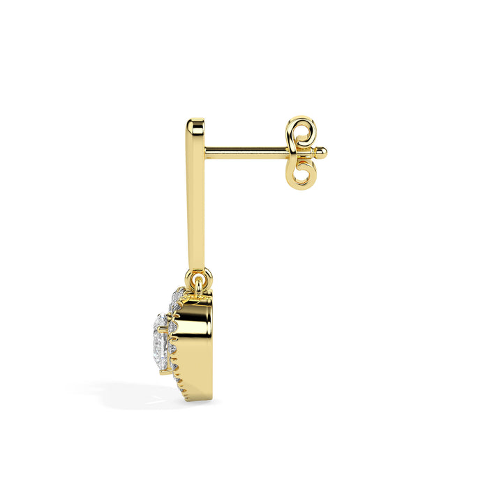 0.73Ct Heart Prong With Halo Lab-Grown Diamond Gold Drop Earrings