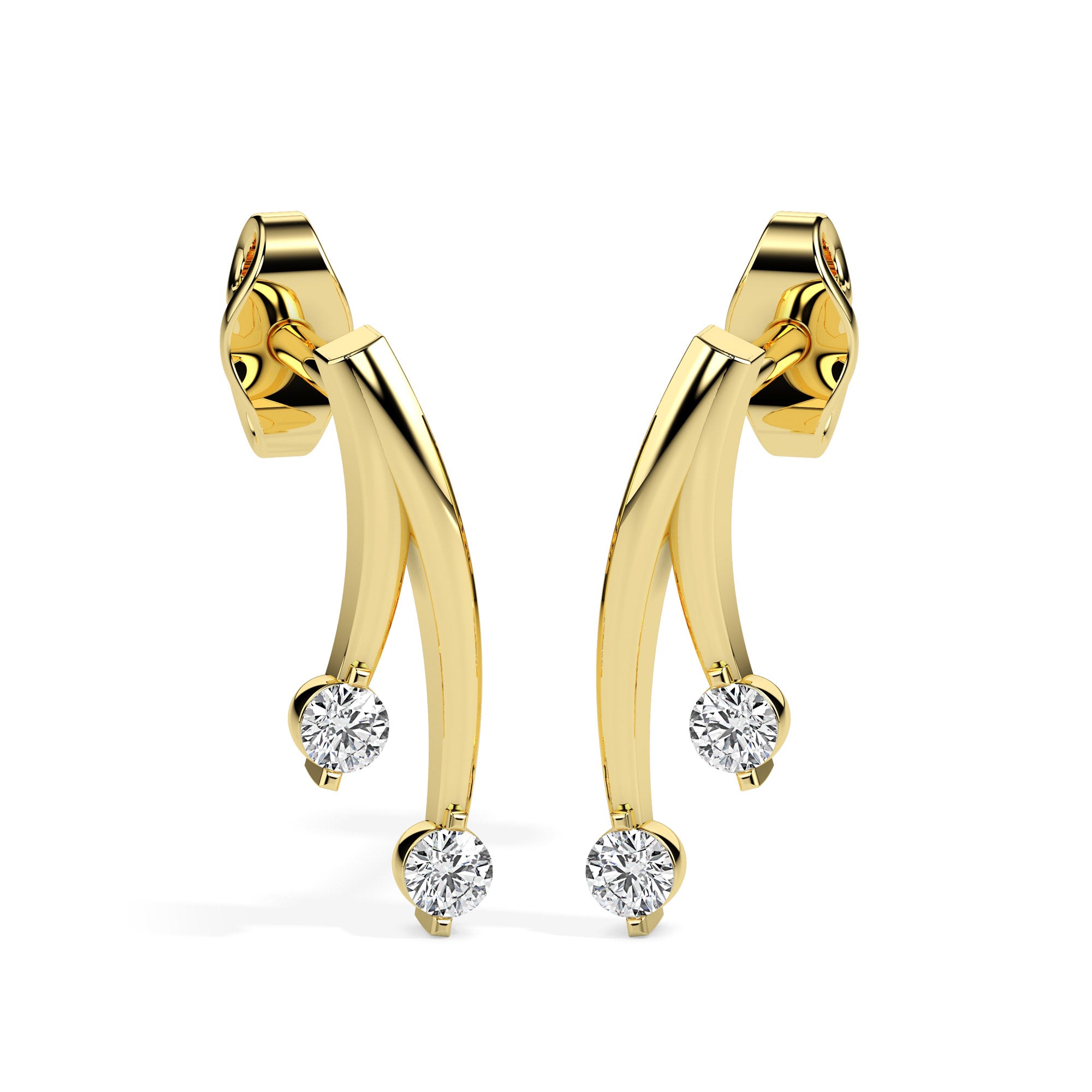 0.12Ct Round Prong Set Lab-Grown Diamond Gold Stud Earrings