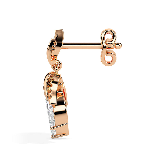 0.75Ct Leaf Shape Prong Set Lab-Grown Diamond Gold Drop Earrings